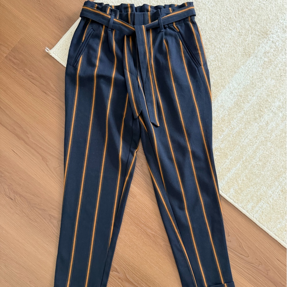 Zara Black and Brown Striped Joggers